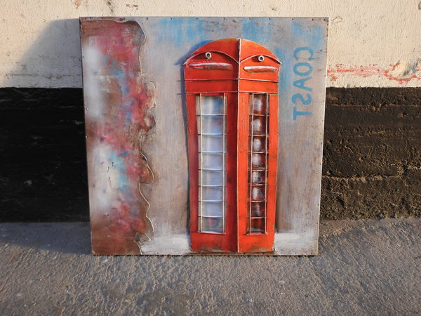 Metallbild"Telefonzelle"3D Effekt London Wandbild