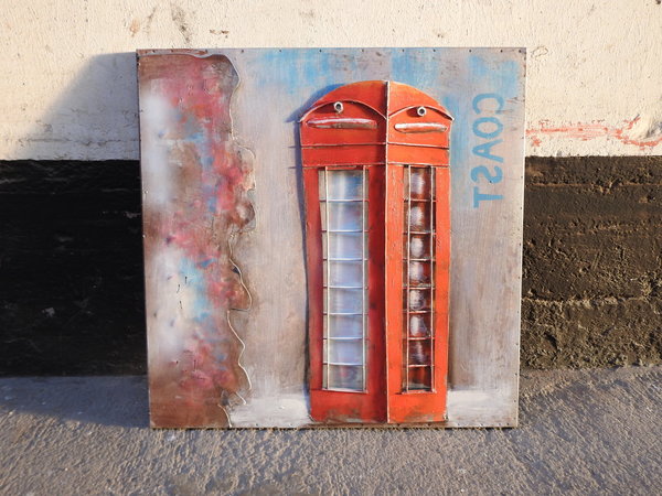 Metallbild"Telefonzelle"3D Effekt London Wandbild