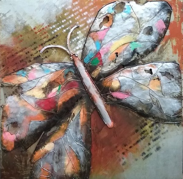 Metallbild "Butterfly" Schmetterling 3D Effekt Wandbild Kunst