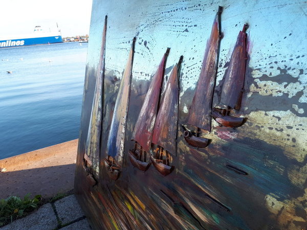 Metallbild "Jolle" Segelboote 3D Wandbild Maritim Kunst