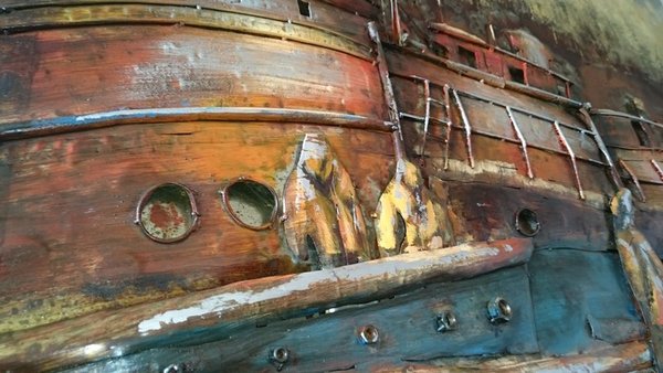 Metallbild 3D Hafen "Livorno" Schiffe Wandbild Kunst Maritim