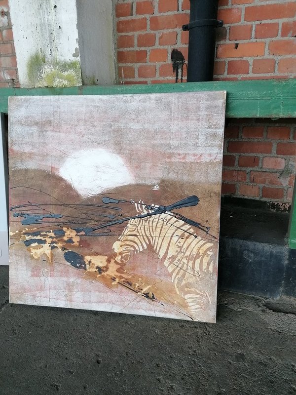 Acrylgemälde "Zebra" Wandbild Leinwand Kunst
