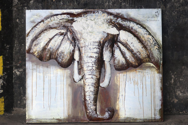 Metallbild "metallic Elefant" 3D Wandbild Africa