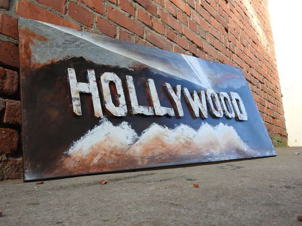 Metallbild "Hollywood" 3D Wandbild U.S.A Kunst