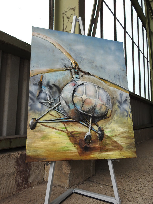Metallbild "Helikopter" Hubschrauber 3D Wandbild