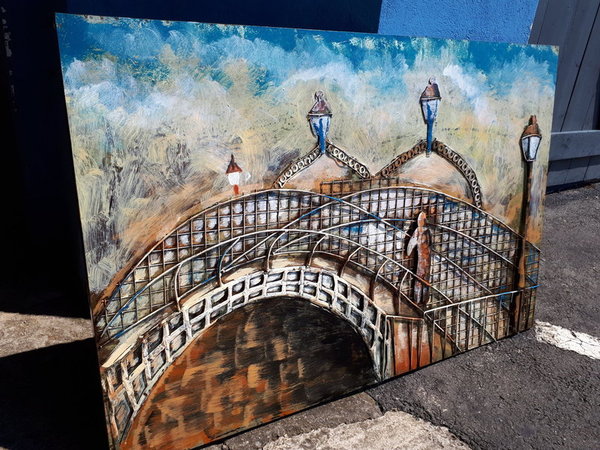Metallbild "Ha´penny Bridge" Dublin 3D Brücke