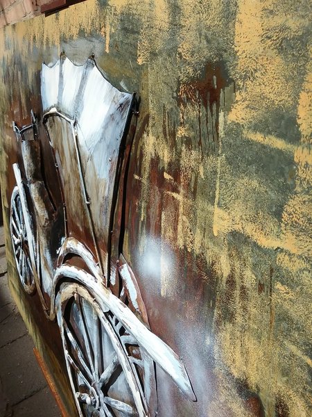 Metallbild Kutsche "Rust" 3D Romantik Wandbild