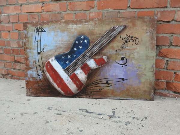 Metallbild E-Gitarre "America" 3D Wandbild U.S.A