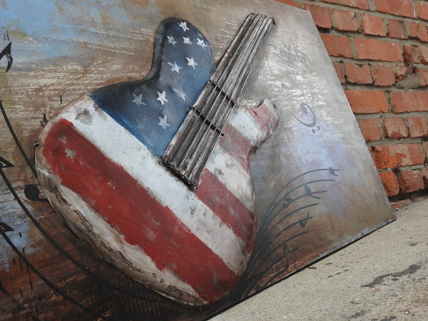 Metallbild E-Gitarre "America" 3D Wandbild U.S.A