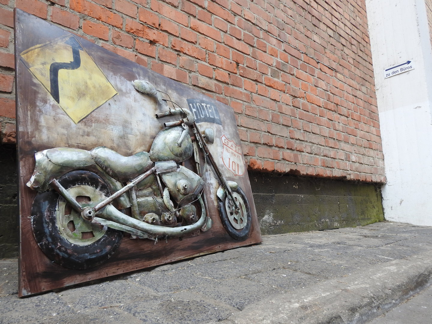 Moto Harley MetallBild 3D Route 66 Motorrad Metall Bild Relief Handarbeit 388 