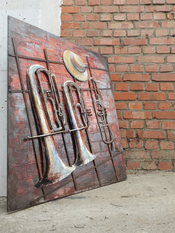 Metallbild "Blues Brothers" 3D Wandbild Trompete