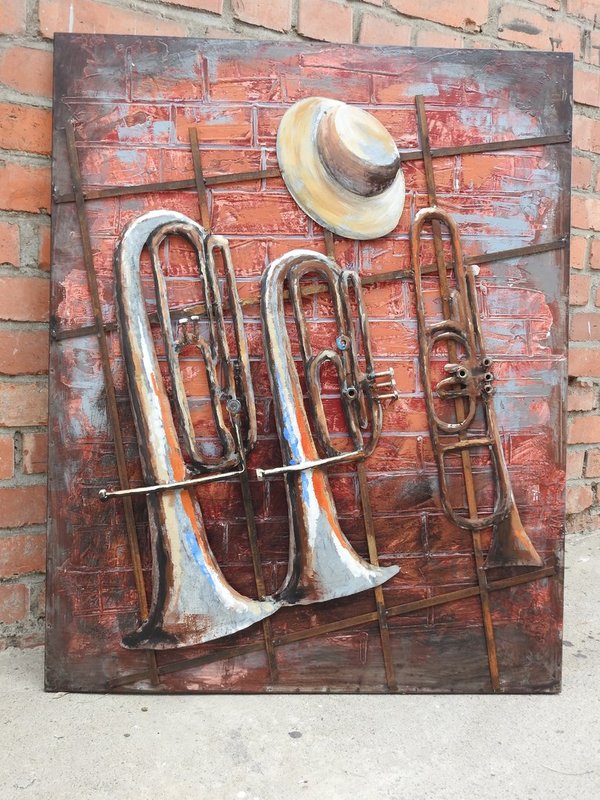 Metallbild "Blues Brothers" 3D Wandbild Trompete